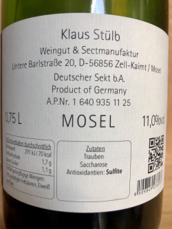 Stülb Mosel Riesling Crémant brut 2023 - Sonderabfüllung mit geringer Dosage