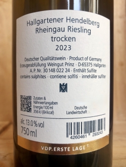 Prinz Hallgartener Hendelberg Riesling trocken 2023
