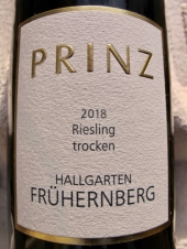 Prinz Hallgartener Frühernberg Riesling trocken 2018